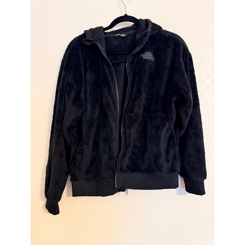 The North Face Girls Black High Pile Fleece Full Zip Hoodie Jacket Size 14/16